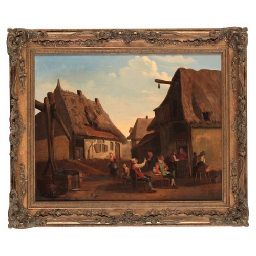 85 - DUTCH SCHOOL, 17TH CENTURY STYLE Figures merrymaking outside a tavern

oil on panel, 51cm x 61cm 

P... 