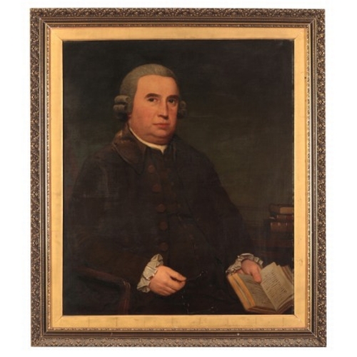 86 - ENGLISH SCHOOL, 18TH CENTURY A portrait of a gentleman

depicted half-length seated in an interior, ... 