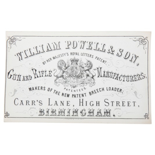 239 - WILLIAM POWELL & SON LTD, GUN & RIFLE MAKERS OF BIRMINGHAM: TWENTY BLACK AND GOLD LEATHER GUNCASE LA... 