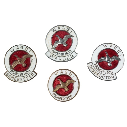 241 - A RARE SET OF FOUR WAGBI WILDFOWLING BADGES

including The Gamekeeper, The Warden and The Instructor... 