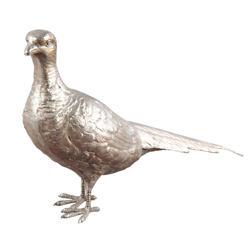 243 - A PAIR OF WHITE METAL COCK AND HEN PHEASANTS

12cm x 18cm (2)