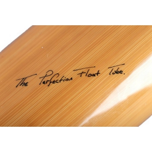 78 - SHAUN LINSLEY: 'THE PERFECTION' BAMBOO FLOAT TUBE

with leather top and bottom, inscribed 'Handmade ... 