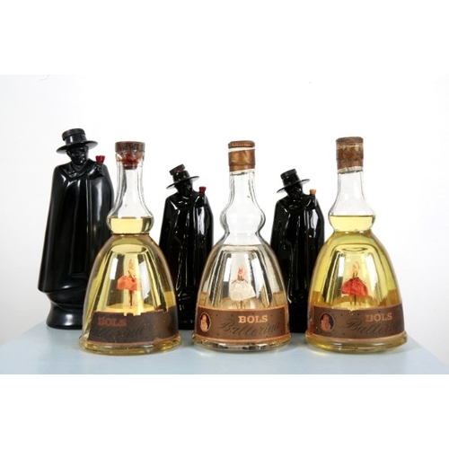 188 - THREE BOLS 'BALLERINA' MUSICAL DECANTERS

with unopened contents, two with red skirts, one with a wh... 