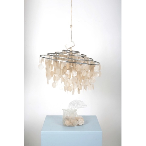 189 - VERNER PANTON (1926-1998, DANISH): A CAPIZ SHELL AND CHROME 'FUN 1DM' CHANDELIER

mid-century modern... 