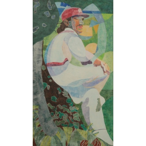 190 - *PAUL SINODHINOS (b. 1940/1941) Ian Botham, Baron Botham, OBE

the sitter depicted full-length, rest... 