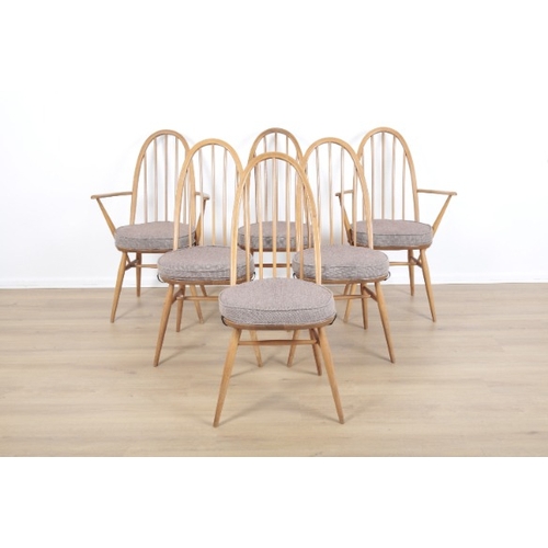 201 - ERCOL, MODEL NO. 356: SIX BEECH AND ELM 'WINDSOR' DINING CHAIRS

mid-century modern, terminating on ... 