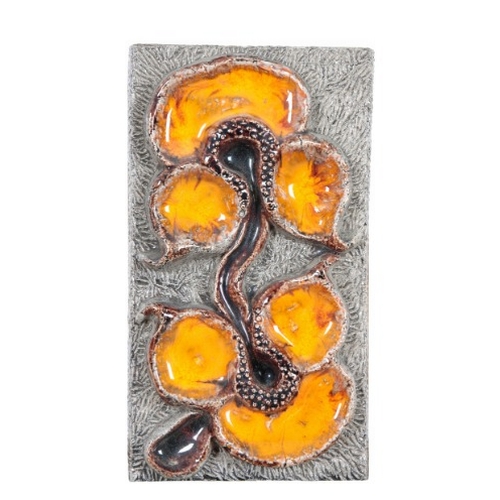 31 - SHARON HARDING: 'SUNSET MARS', AN ABSTRACT ART GLASS PLAQUE

1960s or 1970s, signed to the right-han... 