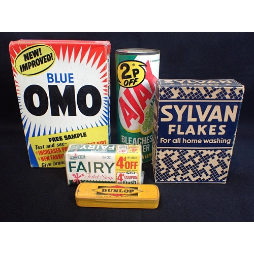 107 - A COLLECTION OF VINTAGE PACKAGING

including VIM, OMO, LUX, a Boots first aid case etc, many complet... 