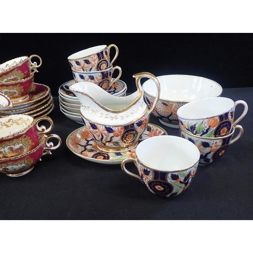 128 - A COALPORT PATTERN 982 PART TEA SERVICE

in puce (marked with patt. no. only), and an early 19th cen... 