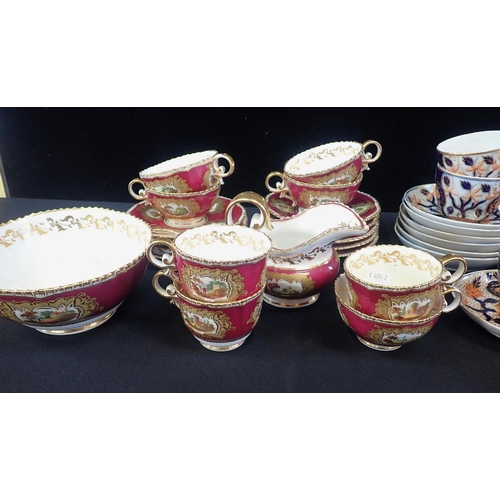 128 - A COALPORT PATTERN 982 PART TEA SERVICE

in puce (marked with patt. no. only), and an early 19th cen... 