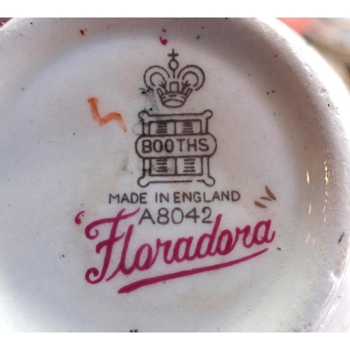 147 - A QUANTITY OF BOOTH'S 'FLORADORA' DINNER AND TEA WARE

including serving dishes, two sizes of cups, ... 