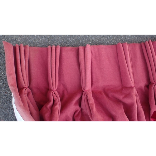 171 - A PAIR OF CURTAINS

dark red heavy cotton weave, buckram pleated top, lined and interlined, slight f... 