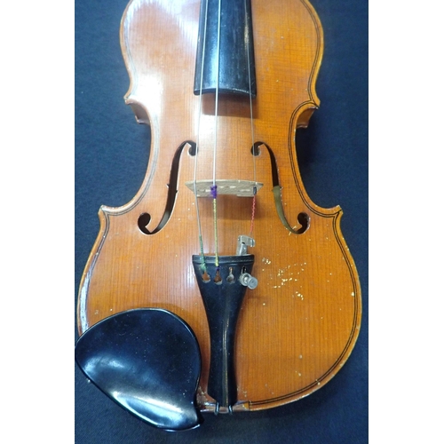 186 - A 'SWEET TONE' CHILD'S VIOLIN

the back 28cm, cased, with two bows