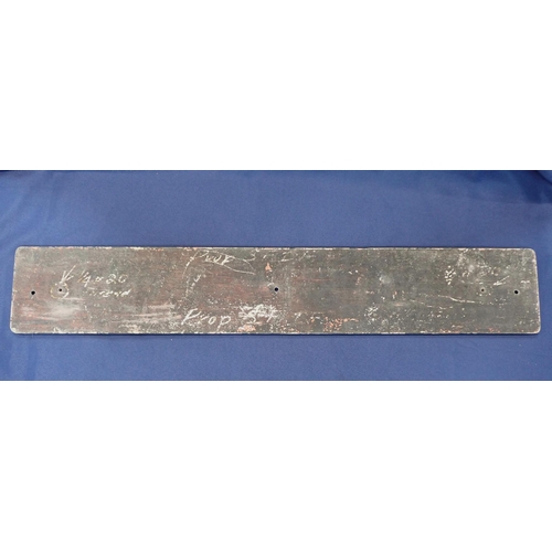 25 - A CAST METAL NAME PLATE  OR SIGN; 'PANDORA', OF RAILWAY STYLE

painted black with red oxide showing,... 