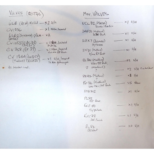 54 - A COLLECTION OF RADIO AND ELECTRICAL VALVES

with a valve catalogue and a list of the valves