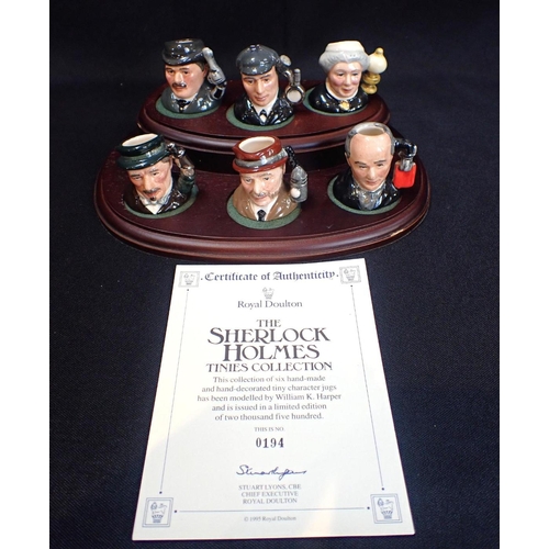 66 - ROYAL DOULTON 'THE SHERLOCK HOLMES TINIES COLLECTION' CHARACTER JUGS

including; Sherlock, Dr Watson... 