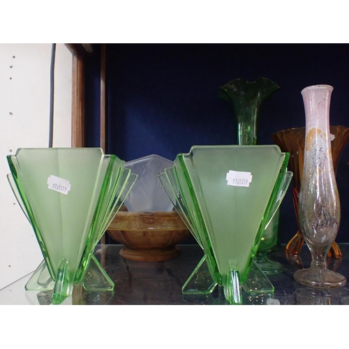 73 - A COLLECTION OF ART NOUVEAU AND ART DECO GLASSWARE

various styles and colours