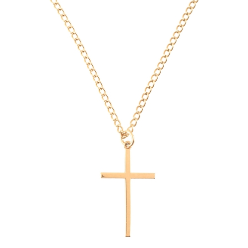 189 - A VINTAGE CROSS PENDANT NECKLACE

in 9ct gold, comprising a crucifix pendant suspended from a curb l... 