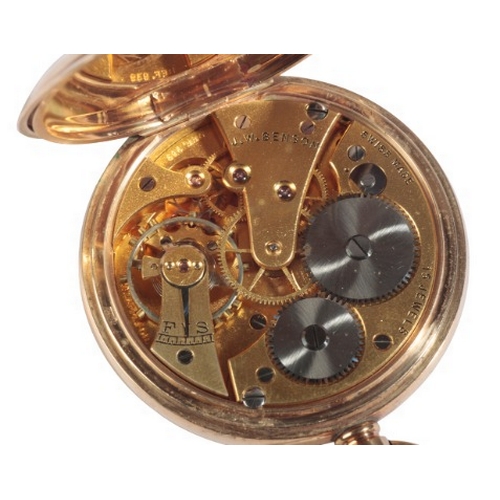 285 - J.W. BENSON, LONDON: A GENTLEMAN'S 9CT GOLD OPEN FACE POCKET WATCH

with keyless wind movement, the ... 