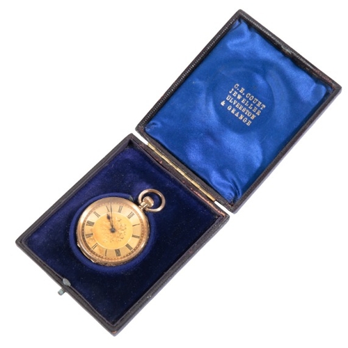 297 - A GENTLEMAN'S 18CT GOLD POCKET WATCH

with keyless wind movement, the gold dial with central floral ... 