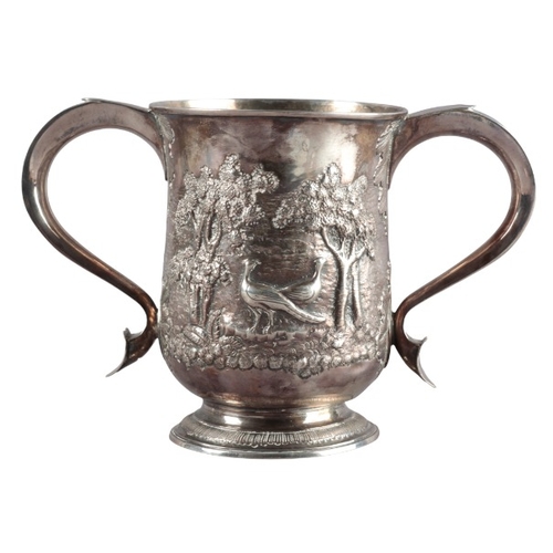 409 - THE WHISTLING CUP': A GEORGE III SILVER TWO HANDLED LOVING CUP

by William Cripps, London 1763, the ... 