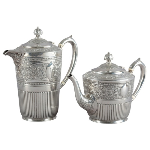 477 - A VICTORIAN SCOTTISH SILVER FOUR PIECE TEA SERVICE

by George Edward & Sons of Glasgow, hallmarked f... 