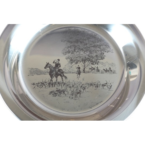 489 - FOUR ELIZABETH II SILVER PLATES

by James Wyeth, London 1973-6, respectively etched with scenes 