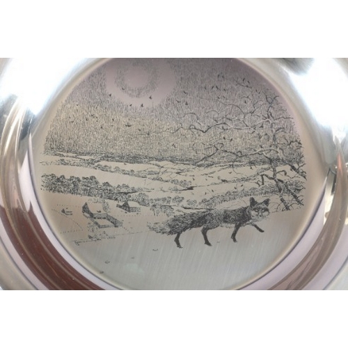 489 - FOUR ELIZABETH II SILVER PLATES

by James Wyeth, London 1973-6, respectively etched with scenes 