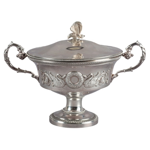 532 - AN EARLY 19TH CENTURY FRENCH EMPIRE SILVER CUP AND COVER

Paris 1819-1838, maker's mark obscured, wi... 