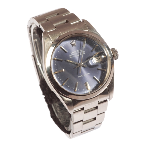 265a - ROLEX AIR KING: A GENTLEMAN'S STAINLESS STEEL BRACELET WATCH with automatic movement, the blue dial ... 