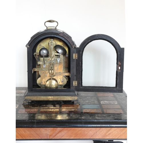 14 - A LATE GEORGE III EBONISED AND BRASS MOUNTED BRACKET CLOCK

the engraved backplate inscribed 'Weekes... 