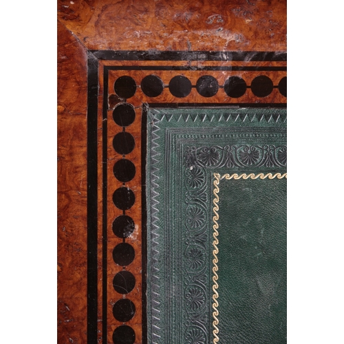23 - AN IMPORTANT REGENCY BURR OAK AND EBONY STRUNG LIBRARY PEDESTAL DESK BY GEORGE BULLOCK

the rectangu... 