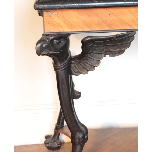 4 - A PAIR OF REGENCY CAST IRON AND TULIPWOOD CENTRE TABLES IN THE MANNER OF THOMAS HOPE

circa 1815, on... 