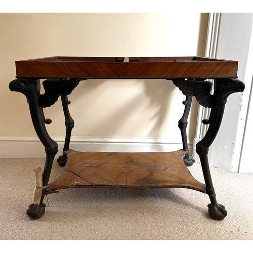 4 - A PAIR OF REGENCY CAST IRON AND TULIPWOOD CENTRE TABLES IN THE MANNER OF THOMAS HOPE

circa 1815, on... 