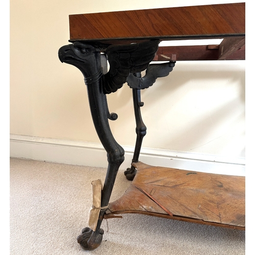 4 - A PAIR OF REGENCY CAST IRON AND TULIPWOOD CENTRE TABLES IN THE MANNER OF THOMAS HOPE

circa 1815, on... 