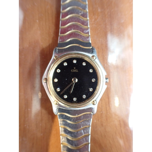 385 - A SWISS EBEL LADIES' WRISTWATCH

no. 11620204, 166901 (a/f; missing crown)