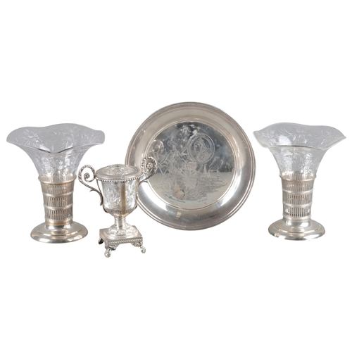 65 - AN ELIZABETH II SILVER WAITER

by Roberts & More, London 1972, engraved with Britannia, Queen Victor... 