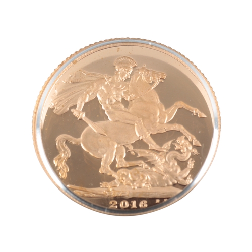 A 2016 ROYAL MINT GOLD PROOF SOVEREIGN the reverse St. George and the ...