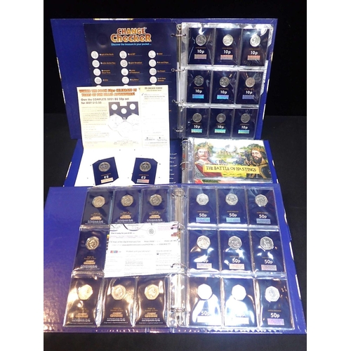 THREE CHANGE CHECKER COIN FOLDERS including a certified complete ...