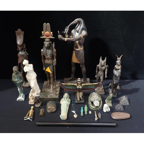 A COLLECTION OF ANCIENT EGYPTIAN THEMED FIGURES AND OBJECTS Shabti ...