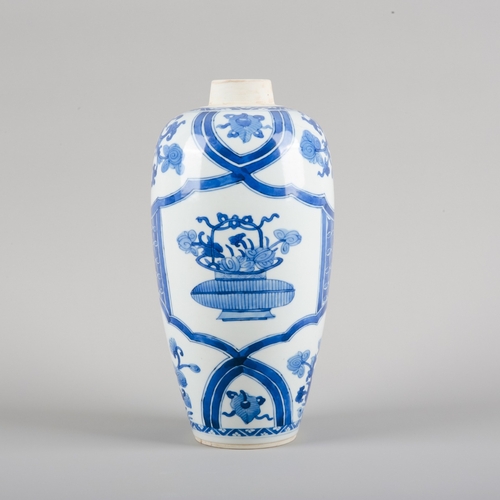 65 - A CHINESE PORCELAIN BLUE AND WHITE VASE

19th/20th century, decorated with a basket of flowers, blos... 
