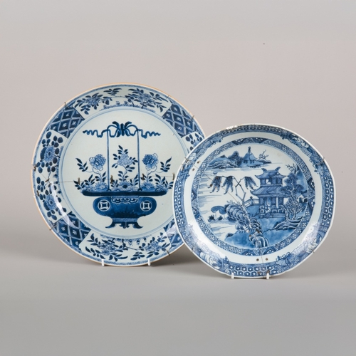 84 - TWO SIMILAR CHINESE EXPORT PORCELAIN BLUE AND WHITE BOWLS

18th century, the larger decorated with a... 