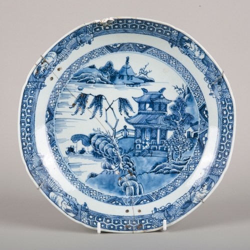 84 - TWO SIMILAR CHINESE EXPORT PORCELAIN BLUE AND WHITE BOWLS

18th century, the larger decorated with a... 