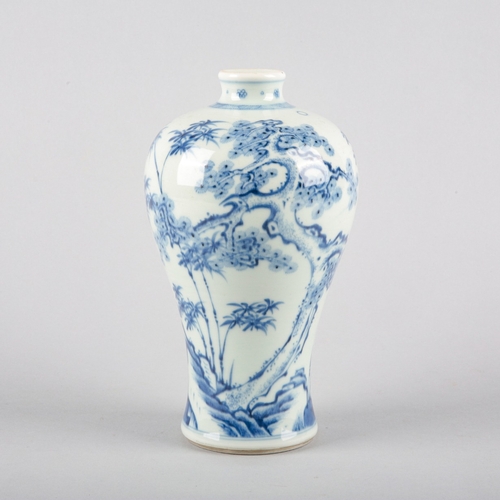 85 - A CHINESE PORCELAIN BLUE AND WHITE MEIPING VASE

19th/20th century, inscribed and bearing seal marks... 