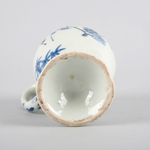 87 - A CHINESE PORCELAIN BLUE AND WHITE MUSTARD POT

late Ming/Qing dynasty, decorated with a bird and in... 