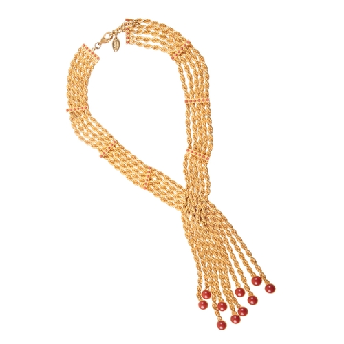 229 - CARLO ZINI: A COSTUME JEWELLERY NECKLACE

in the form of five rope twist strands in cross over form ... 