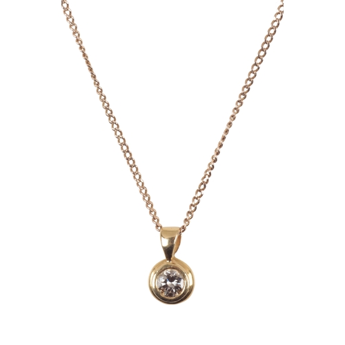 267 - A DIAMOND PENDANT NECKLACE

the round brilliant cut diamond in collet closed back setting, c.0.20 ca... 