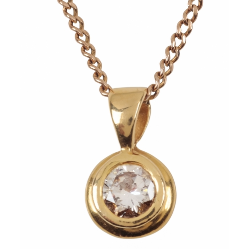 267 - A DIAMOND PENDANT NECKLACE

the round brilliant cut diamond in collet closed back setting, c.0.20 ca... 