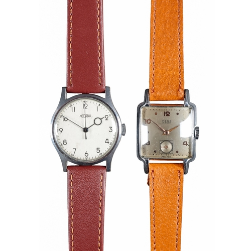 517 - FERO: A STAINLESS STEEL WRISTWATCH

with manual wind movement, silver dial, subsidiary seconds dial,... 