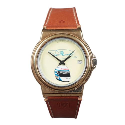 518 - FORTIS: A RICCARDO PATRESE 200 FORMULA 1 GRAND PRIX COMMEMORATIVE GOLD PLATED WRIST WATCH

dated Sil... 